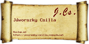 Jávorszky Csilla névjegykártya