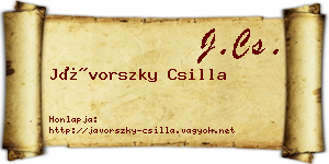 Jávorszky Csilla névjegykártya